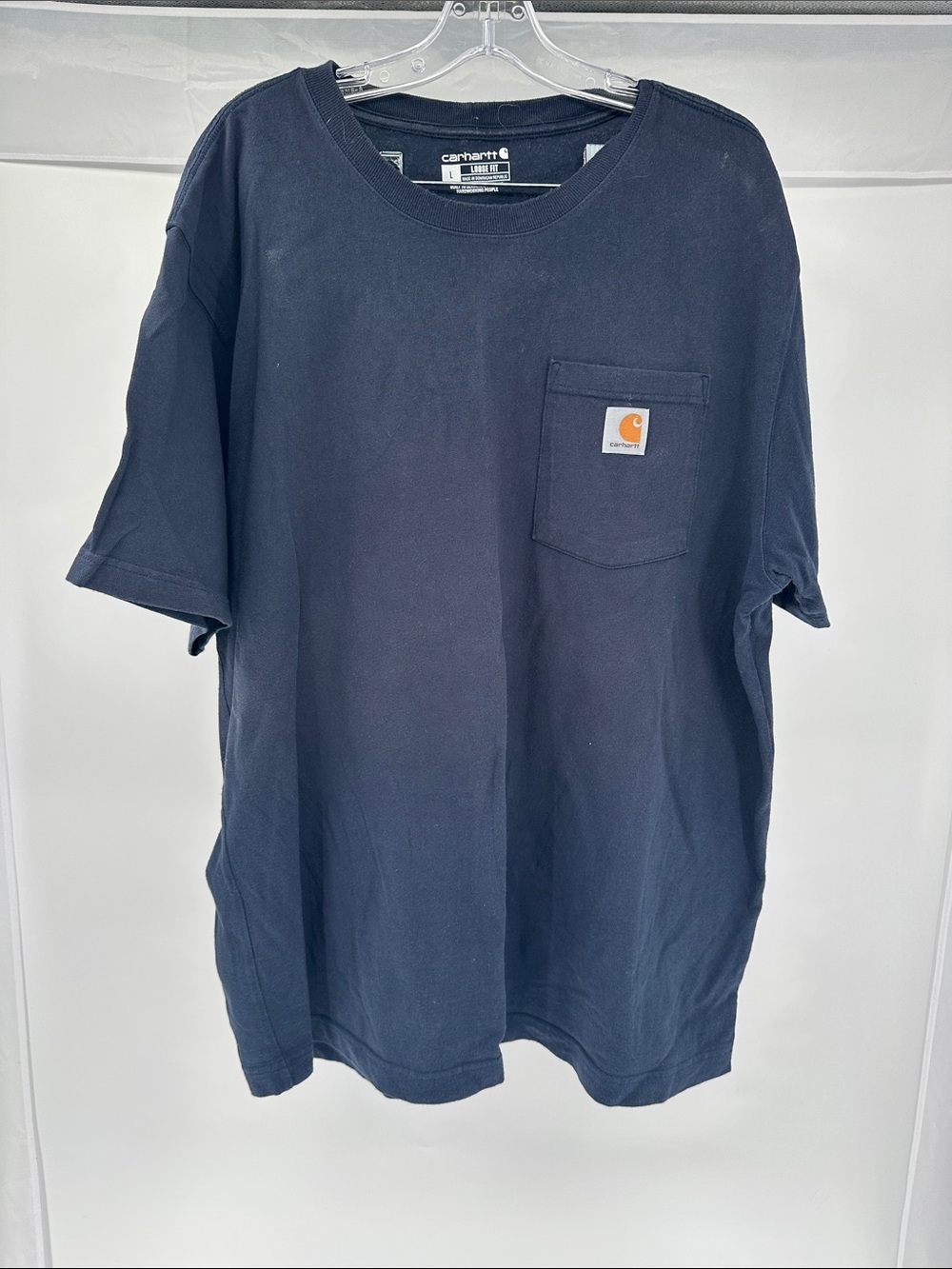 Carhartt Navy Short Sleeve Pocket Tee with Logo Patch